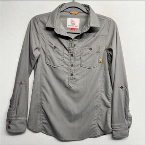 Western Rise - Tomboy Shirt Women's XS Gray Long Sleeve Popover Collared